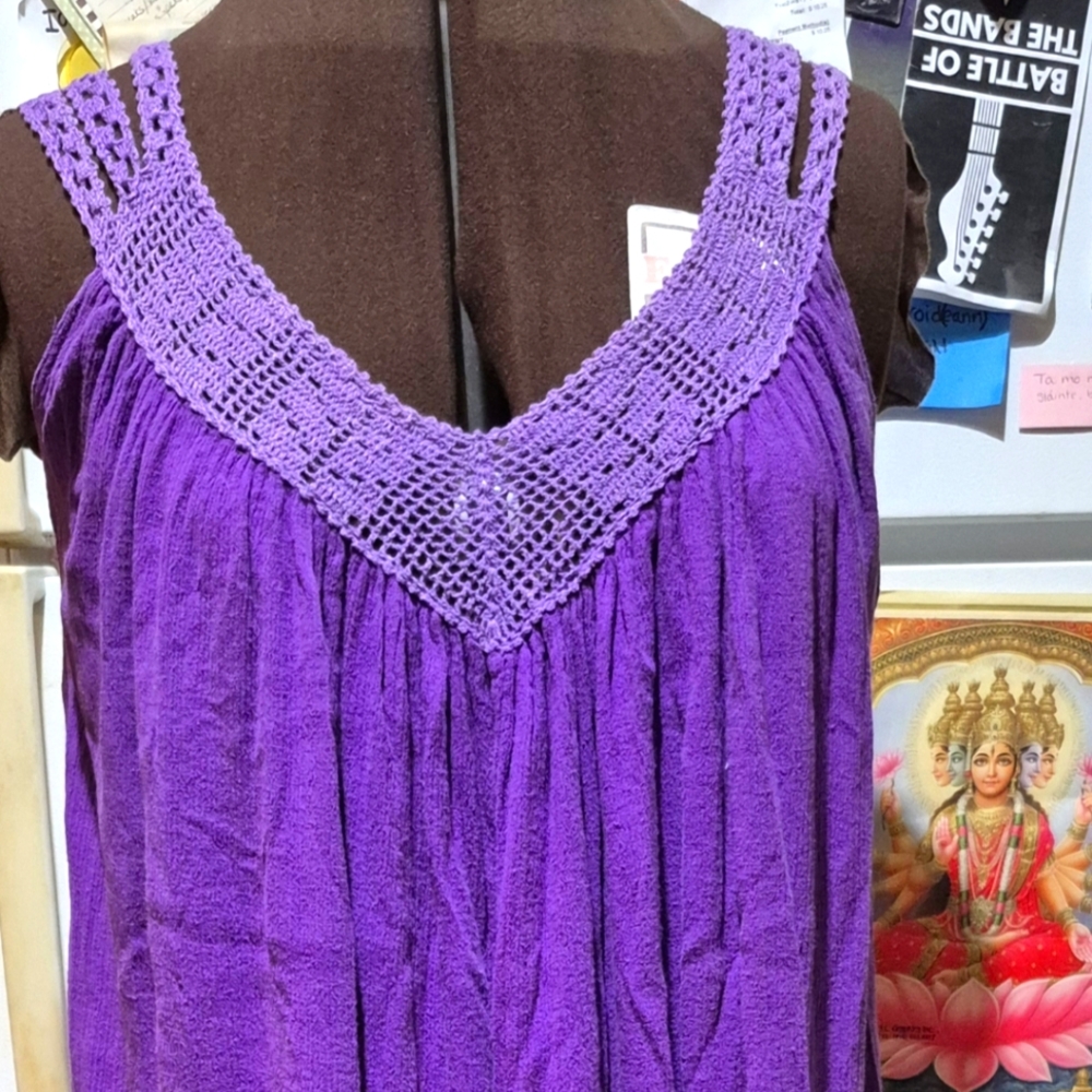 Purple Crochet Strap Women's Sun Dress